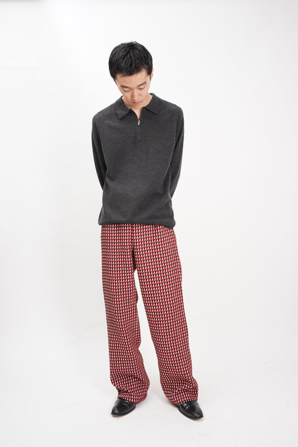 "UNKNOWN" -Check Pattern Jacquard Knit Pants-