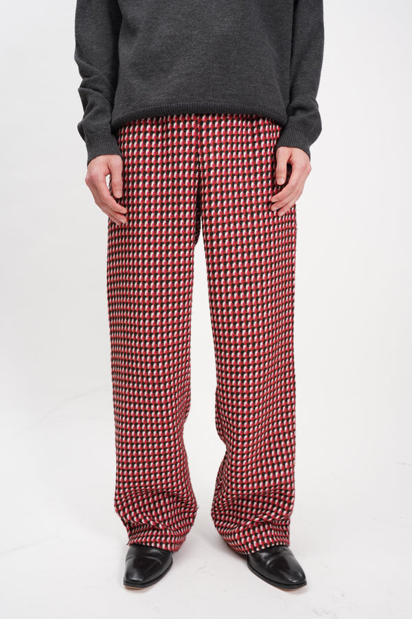 "UNKNOWN" -Check Pattern Jacquard Knit Pants-