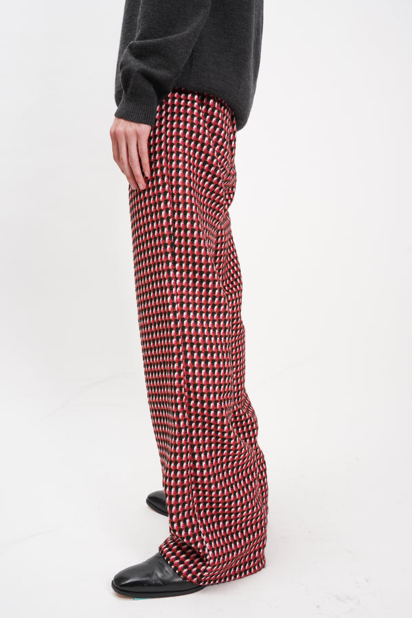 "UNKNOWN" -Check Pattern Jacquard Knit Pants-