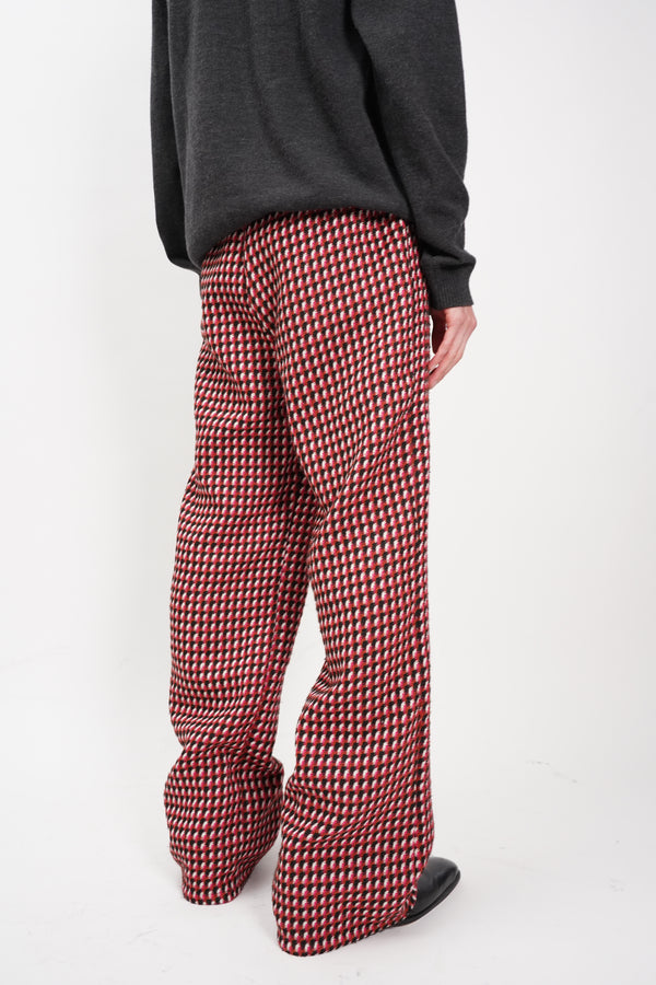 "UNKNOWN" -Check Pattern Jacquard Knit Pants-