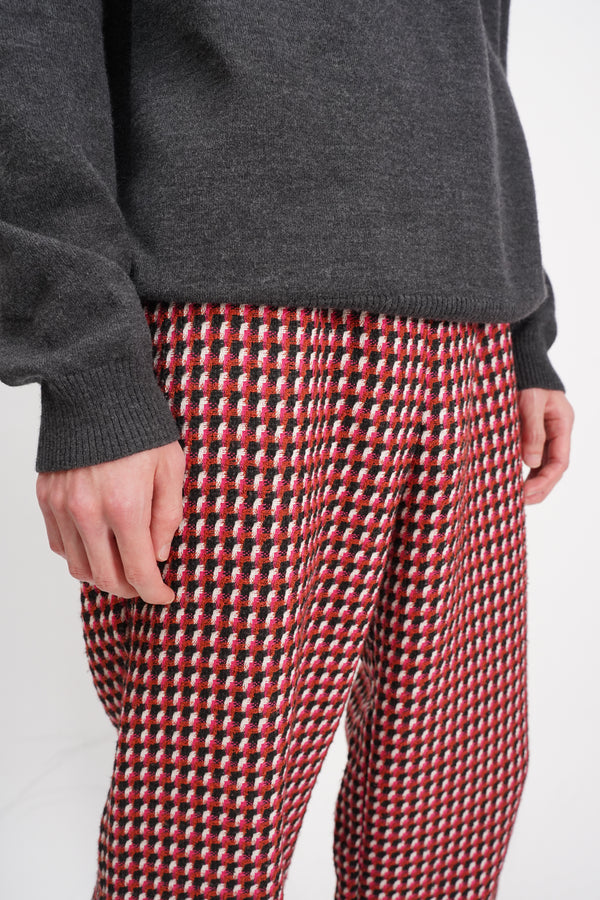 "UNKNOWN" -Check Pattern Jacquard Knit Pants-