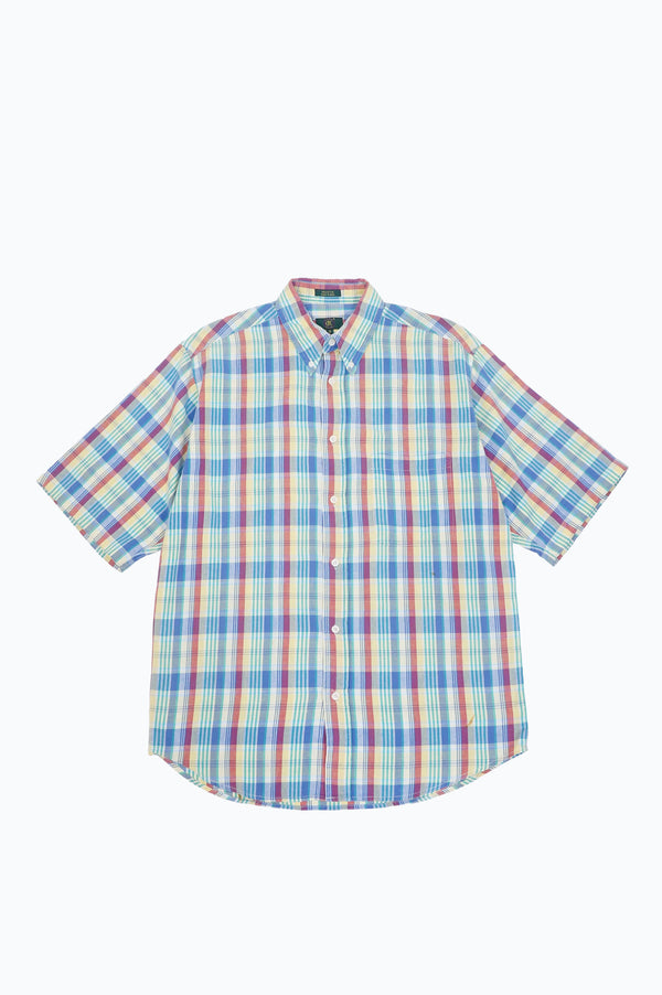 90's "CLUB ROOM" -Indian Madras Check Cotton S/S B.D. Shirts-