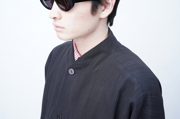 "SHIRIN GUILD" -Stripe Wool Wide Jacket-