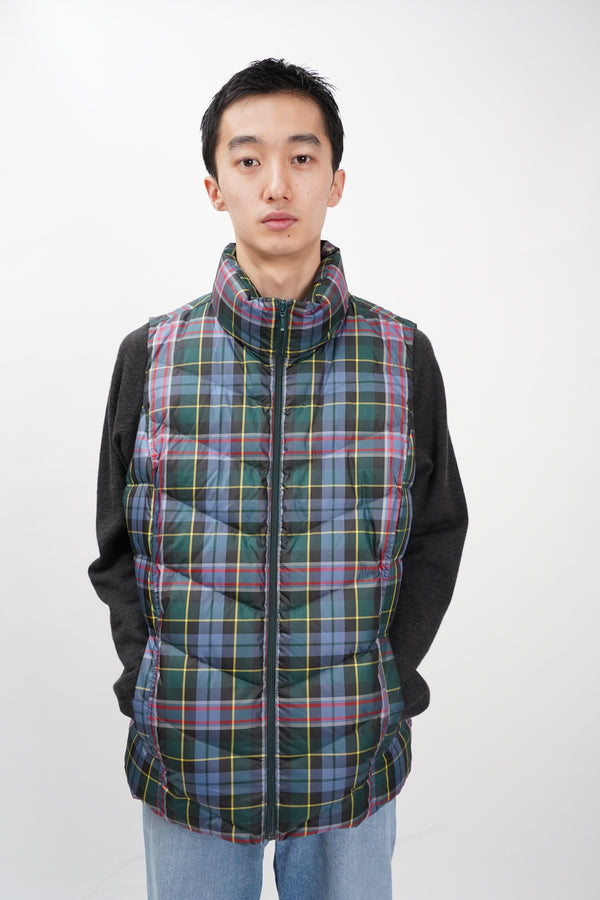 "LANDS' END" -Check Pattern V Quilting Down Vest-