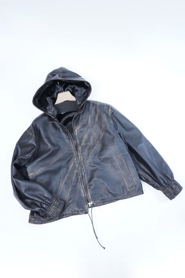 –TURENNE LEATHER TRACK JACKET–