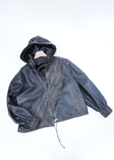 –TURENNE LEATHER TRACK JACKET–