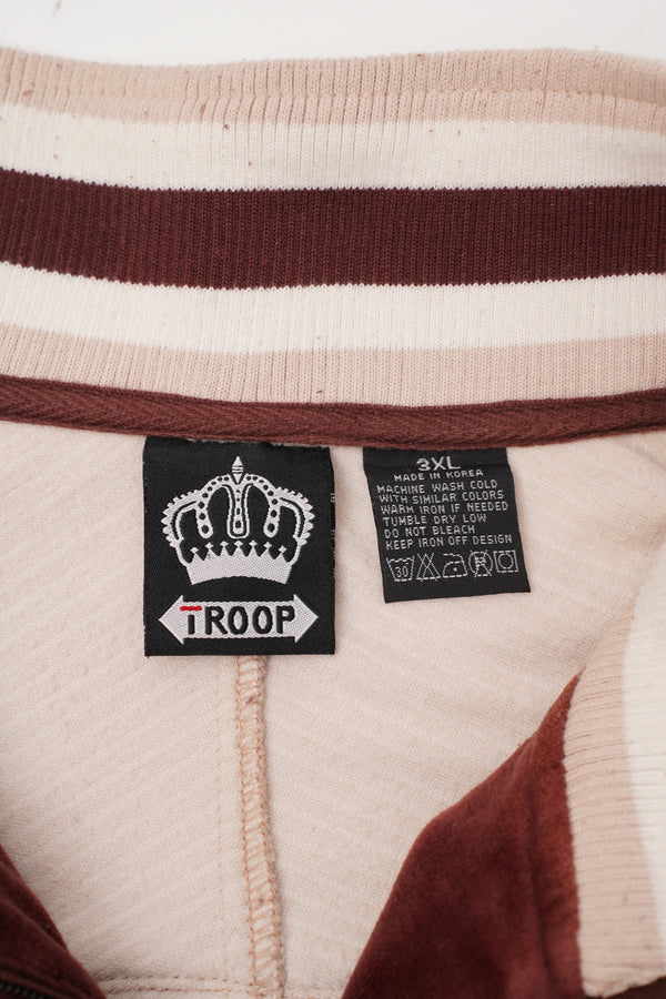 "TROOP" -Patched Design Oversized Velour Track Jacket-