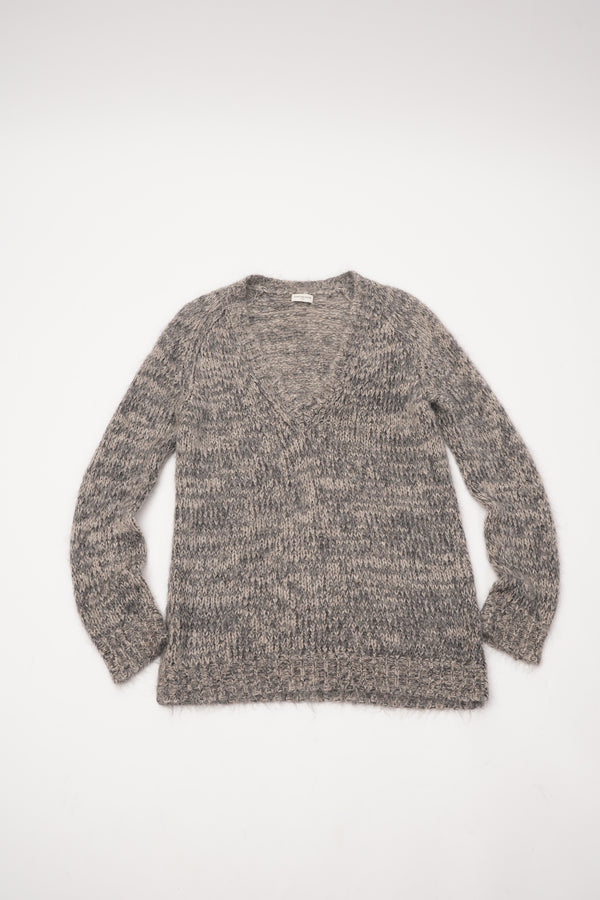 "DRIES VAN NOTEN" -Deep V/N Alpaca Knit Sweater-