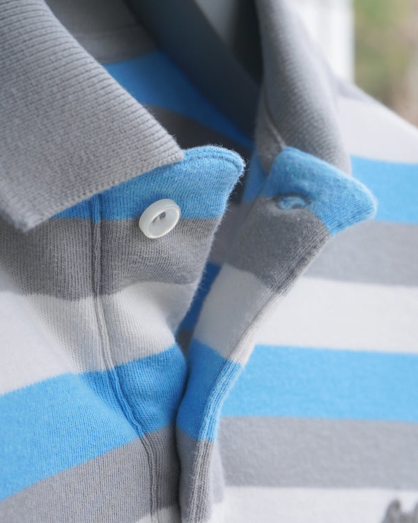 -STRIPED LONG SLEEVE POLO KNIT-