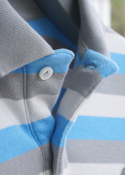 -STRIPED LONG SLEEVE POLO KNIT-