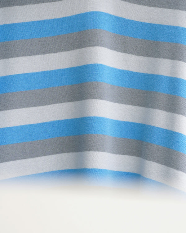 -STRIPED LONG SLEEVE POLO KNIT-
