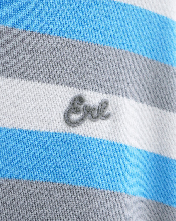 -STRIPED LONG SLEEVE POLO KNIT-