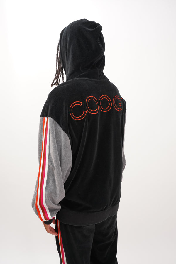 "COOGI" -Logo Embroidery Velour Track Jacket/Pants-