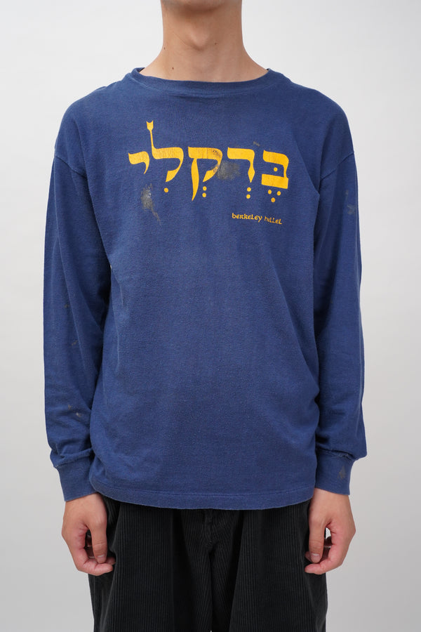 80's "BELTON" -"Berkeley Hillel" Cotton L/S Tee-