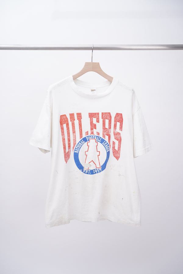90's "TRENCH MFG Co." -"OILERS" Logo Printed BORO Tee-