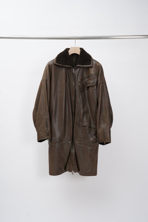 80's "Gianni Varsace" -Designed Leather Coat-