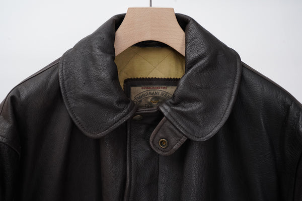 90's "Armani Jeans" -Leather Car Coat-