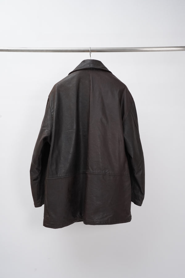 90's "Armani Jeans" -Leather Car Coat-