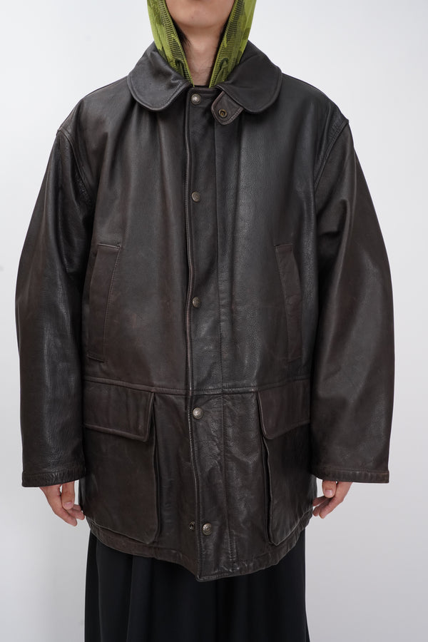 90's "Armani Jeans" -Leather Car Coat-