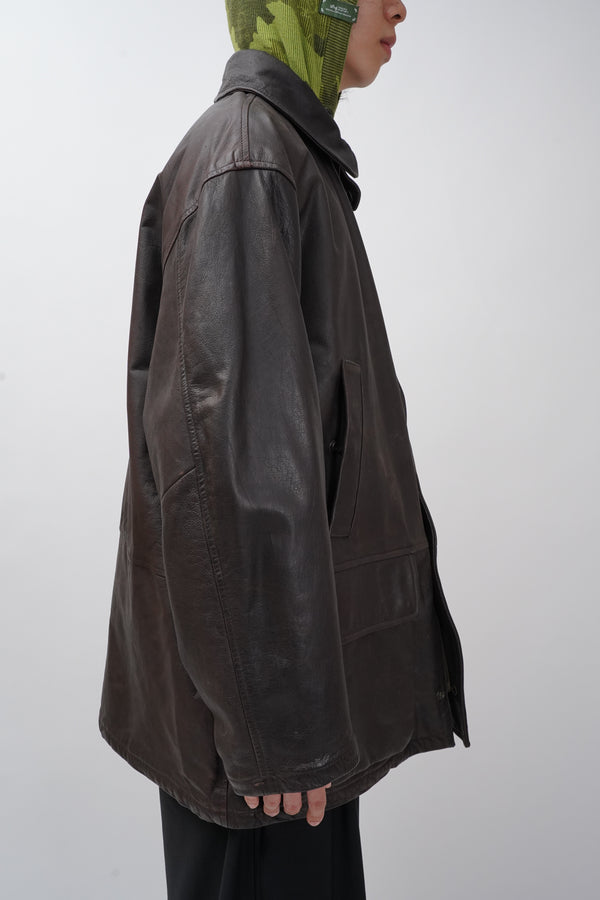 90's "Armani Jeans" -Leather Car Coat-