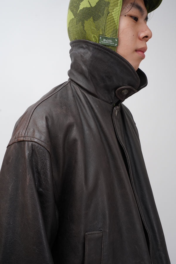 90's "Armani Jeans" -Leather Car Coat-