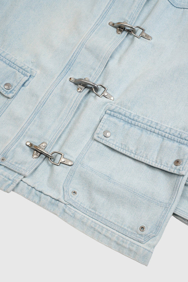 "LAUREN RALPH LAUREN" -Indigo Dyed Cotton Canvas Fireman Jacket-