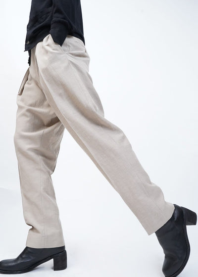 -COTTON LINEN JODHPURS PANTS- [BEIGE]