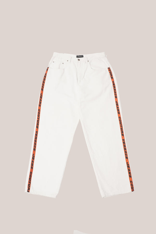 "VERSACE" -Side Line Tape Tapered Baggy Pants-