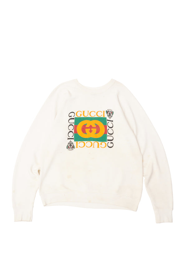 80's Bootleg "GUCCI" -Logo Printed Raglan Sweat-