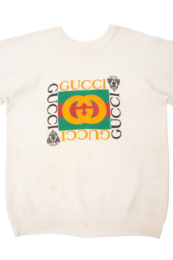 80's Bootleg "GUCCI" -Logo Printed Raglan Sweat-