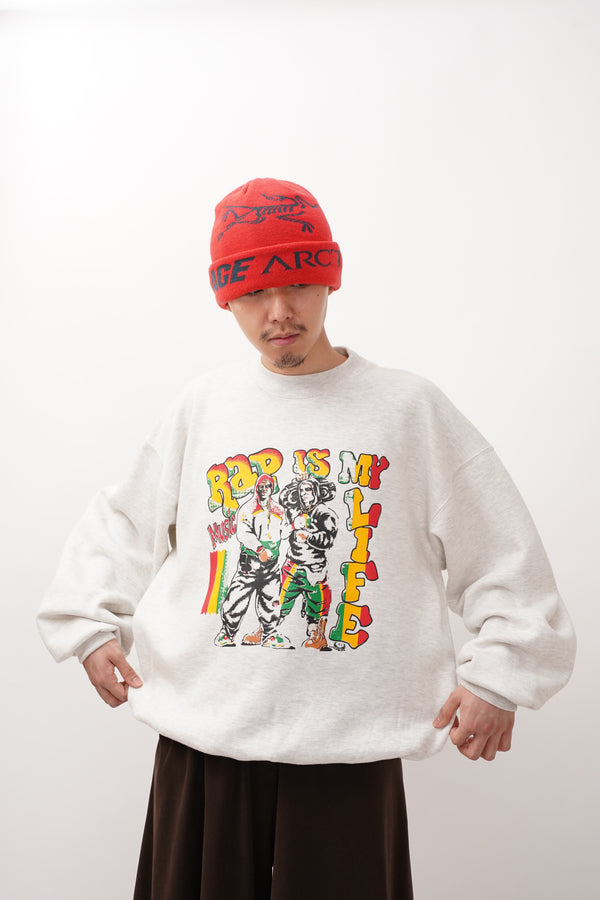 90's "BAY CLUB" -"RAP IS MY LIFE" Printed C/N Sweat-