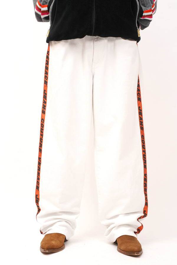 "VERSACE" -Side Line Tape Tapered Baggy Pants-