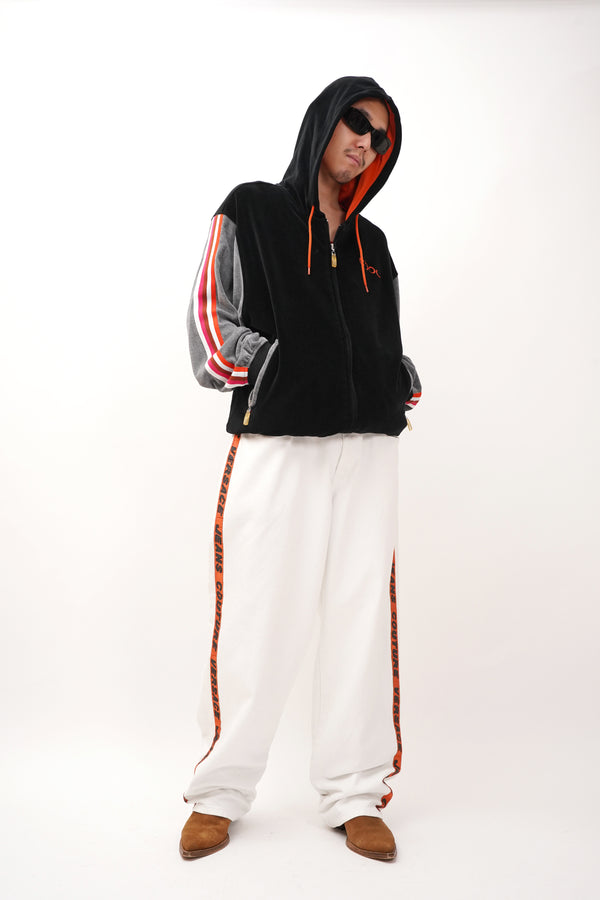 "VERSACE" -Side Line Tape Tapered Baggy Pants-