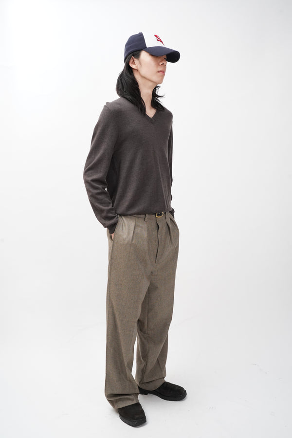 "Brooks Brothers" -Saxxon Wool V/N Knit Sweater-