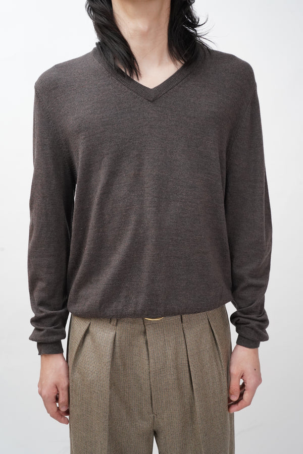 "Brooks Brothers" -Saxxon Wool V/N Knit Sweater-