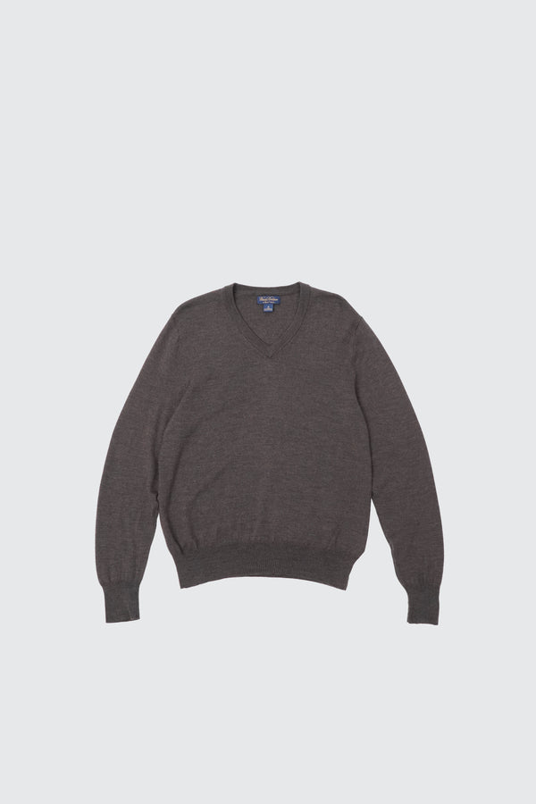 "Brooks Brothers" -Saxxon Wool V/N Knit Sweater-