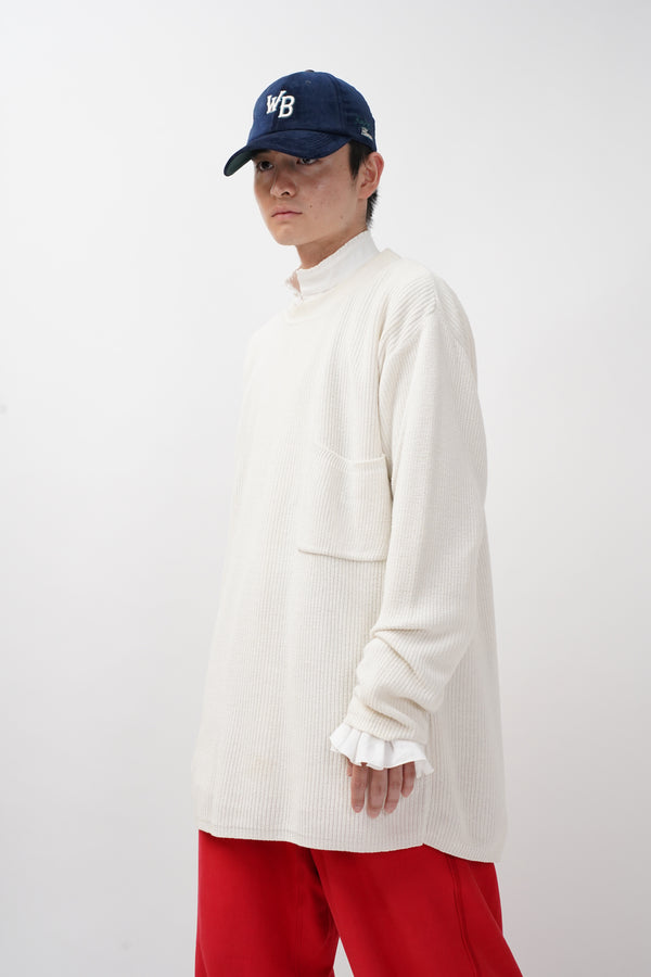 "Calvin Klein Sport" -Cotton Knit Long Sweater(with pocket)-