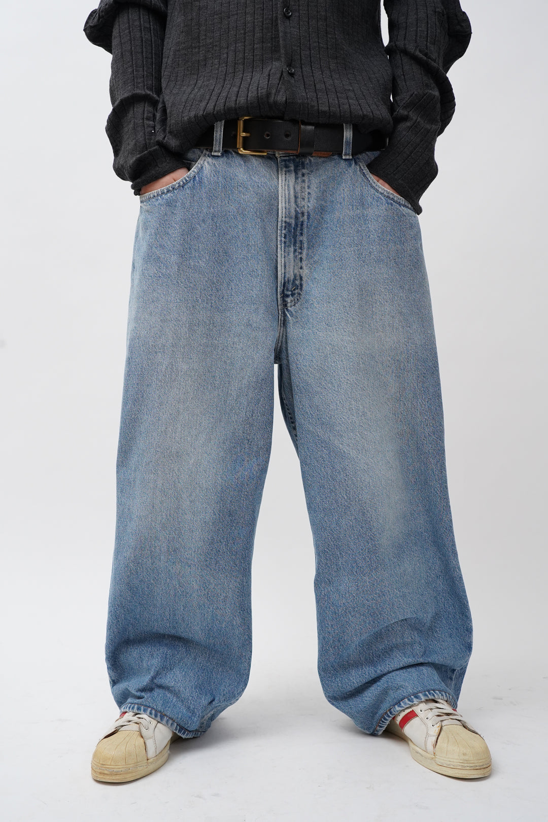 1990'S Levi's L2 Baggy Fit Tapered Denim Pants, Made in USA, Men's Size W39 (approx.), Vintage cotton blue type Vintage Second Hand