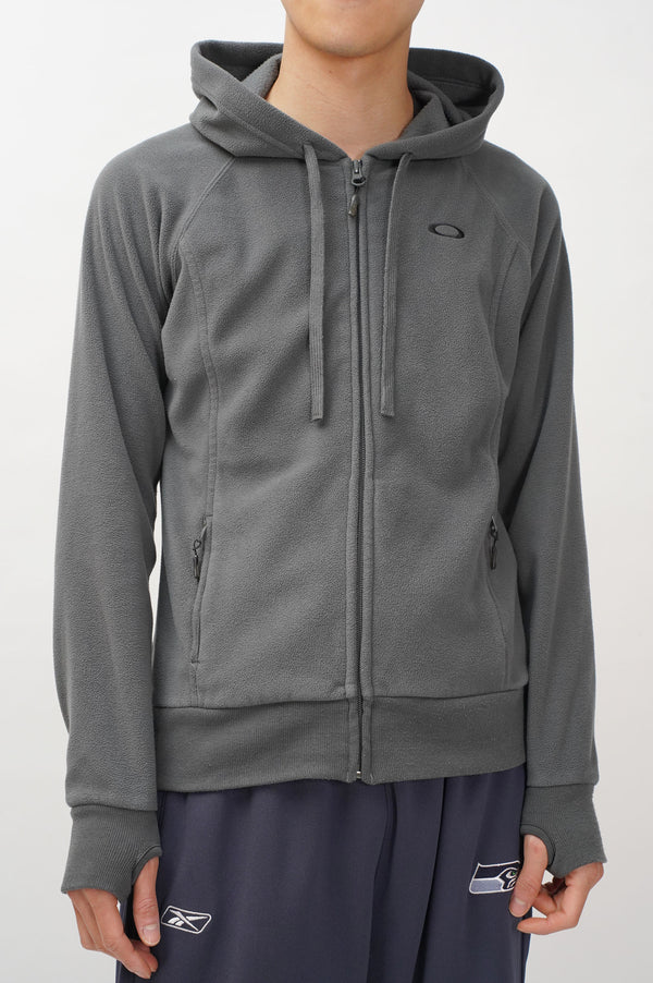 "OAKLEY" -Logo Embroidery Fleece Zip Up Parka-