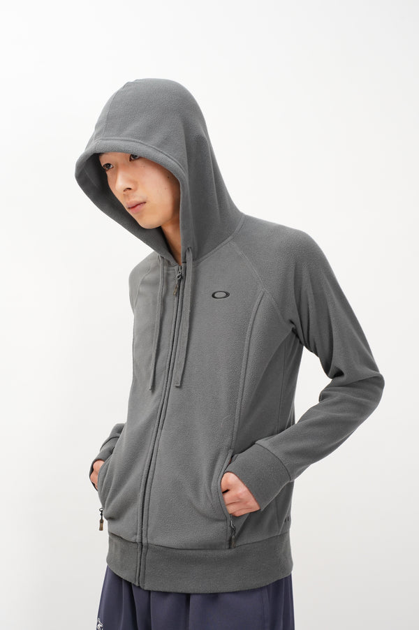 "OAKLEY" -Logo Embroidery Fleece Zip Up Parka-