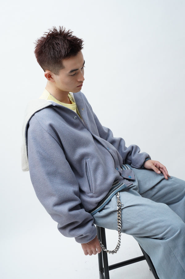 70's "GEM SPORTSWEAR" -Wool Hooded Stadium Jacket-