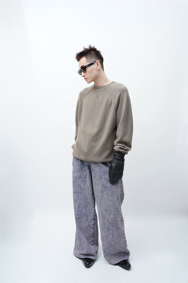 90's "MCCULLEY'S" -Front V Cashmere C/N Knit Sweater-