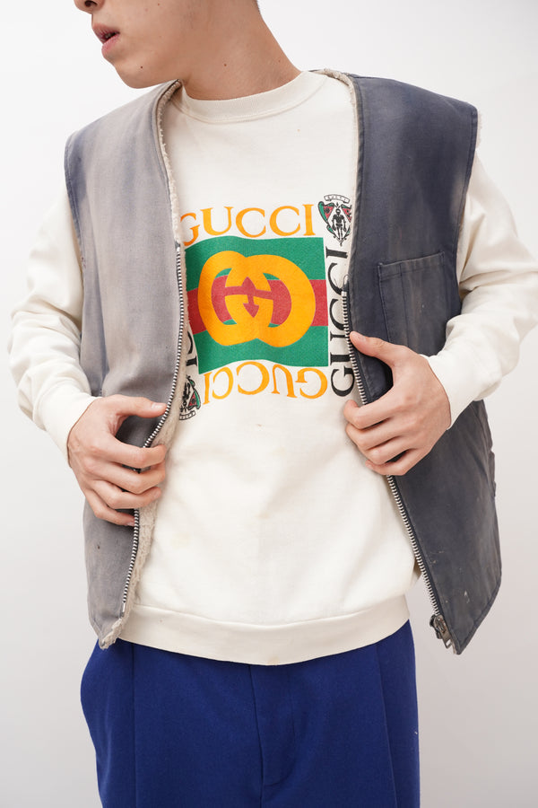 80's Bootleg "GUCCI" -Logo Printed Raglan Sweat-