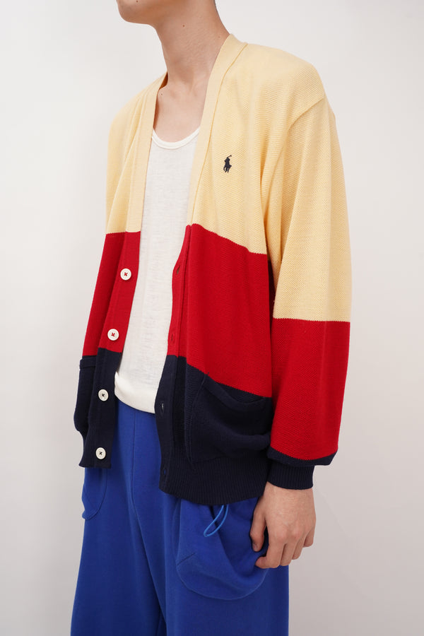 90's "POLO RALPH LAUREN" -Border Pattern Wool Knit Cardigan-