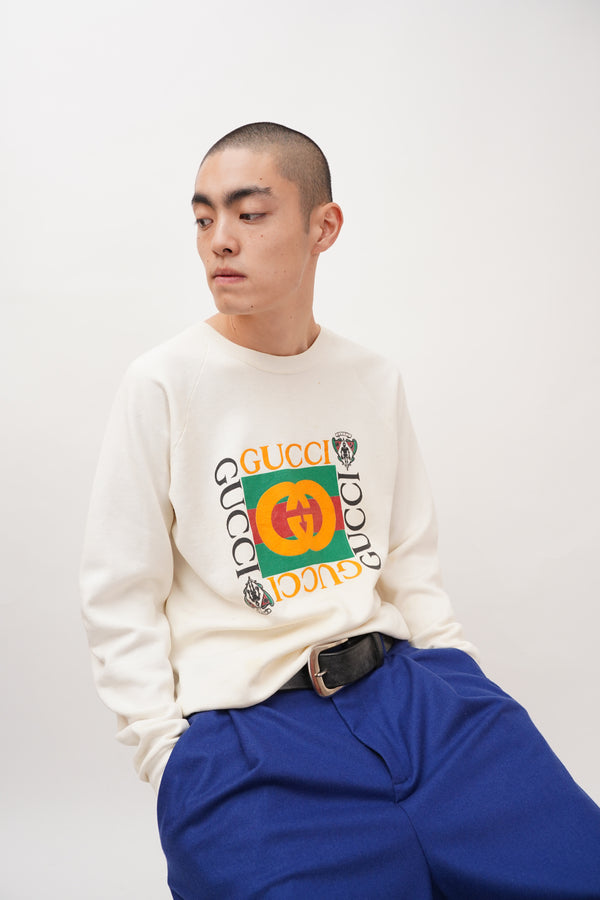 80's Bootleg "GUCCI" -Logo Printed Raglan Sweat-