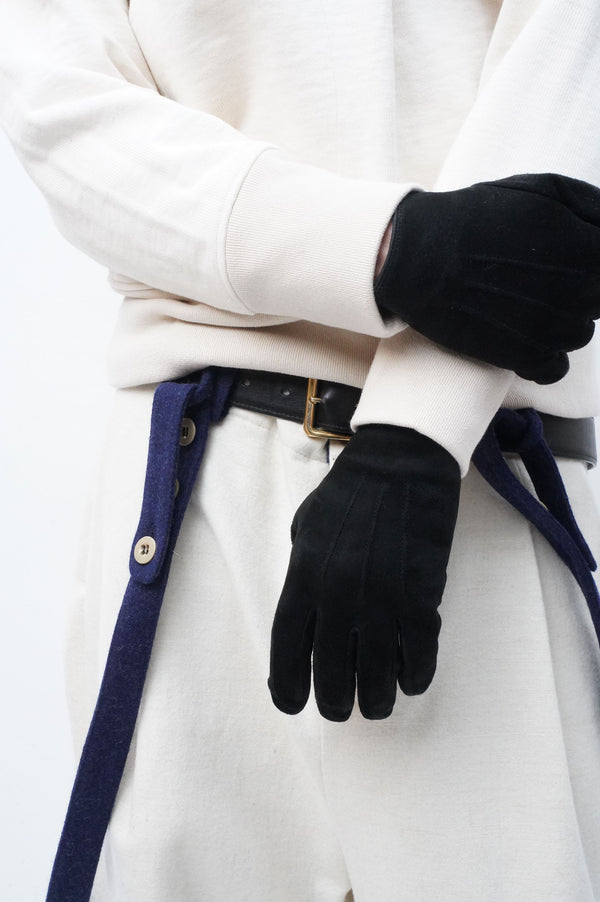 WHITE WOOL 1TUCK WIDE TROUSER WITH SUSPENDER