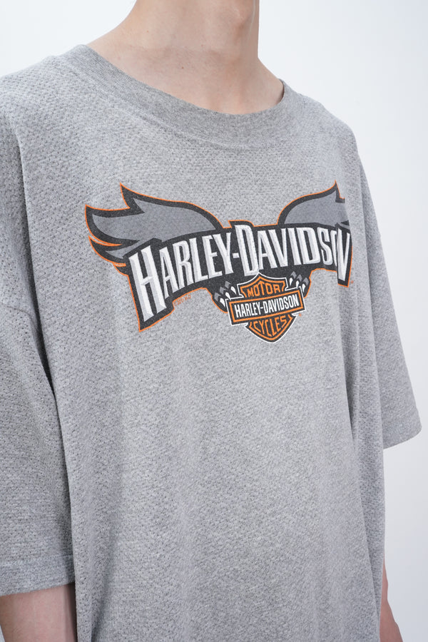 "HARLEY DAVIDSON" -Logo Print S/S Mesh Tee-
