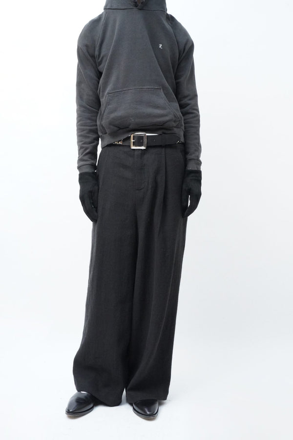-WASHED WOOL 1TUCK WIDE TROUSERS-
