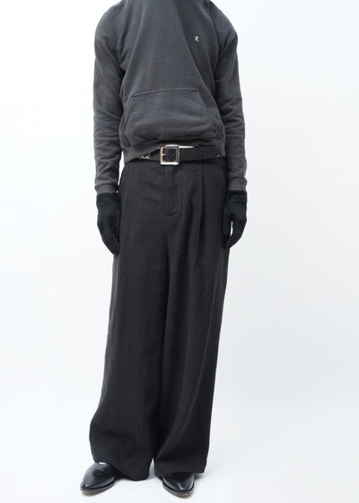 -WASHED WOOL 1TUCK WIDE TROUSERS-