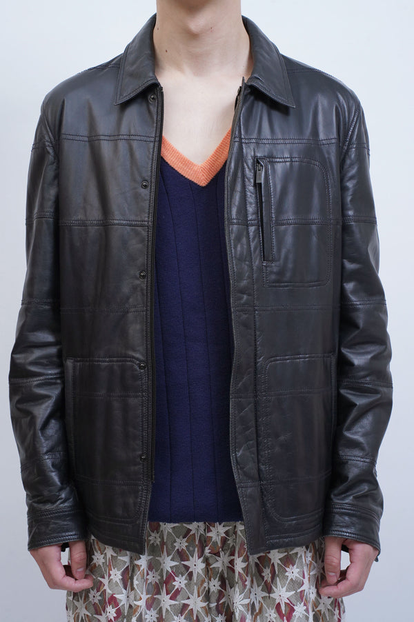 "ARMANI COLLEZIONI" -Lamb Leather Zip Jacket-